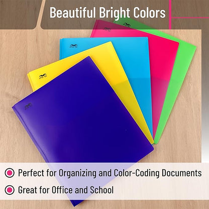Mr. Pen- Plastic Folders with Pockets and Prongs, 15 Pack, Vibrant Colors, Pocket Folders, Folders with Prongs, File Folders with Fasteners, 2 Pocket Folder, Folder with Pockets, Two Pocket Folder