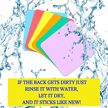 Reusable Dry Erase Sticky Notes - 6 Pack of 4 x4 Multicolor Adhesive Notes - Small Whiteboard Stickers for Labels, Lists, Reminders, and Decals