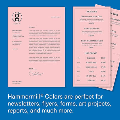 Hammermill Colored Paper, 24 lb Pink Printer Paper, 8.5 x 11-10 Ream (5,000 Sheets) - Made in the USA, Pastel Paper, 104463C