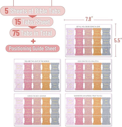 Mr. Pen- Bible Tabs, 75 Tabs, Honeycomb Hues, Gold Embossed Lettering, Laminated Bible Tabs for Women and Men, Bible Tabs for Study Bible Index Tabs, Bible Book Tabs, Bible Labels Tabs