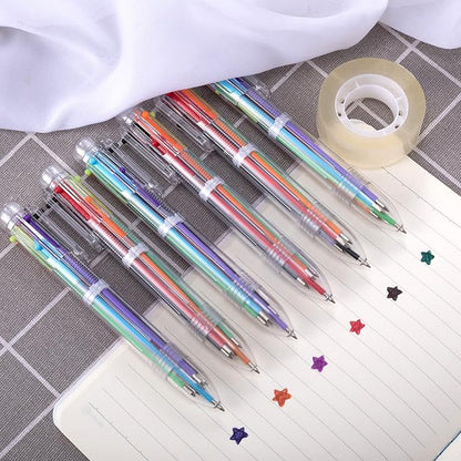 favide 6 Pack 0.5mm 6-in-1 Multicolor Ballpoint Pen,6-Color Retractable Ballpoint Pens for Office School Supplies Students Children Gift,Kids Party Favors (6)