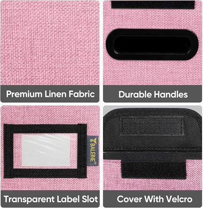 BALEINE File Organizer Box with Lid, Collapsible File Folder Organizer with Plastic Slide, Hanging File Folder Box for Office Document Storage (1 Pack, Pink, S)