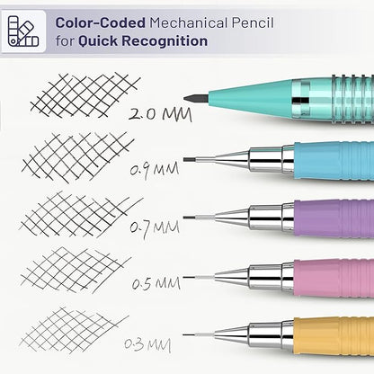 Mr. Pen- Pastel Mechanical Pencil Set with Lead and Eraser Refills, 5 Sizes, 0.3, 0.5, 0.7, 0.9, 2mm, Mechanical Pencils for Drawing and Sketching, Cute Pencils, Mechanical Pencil