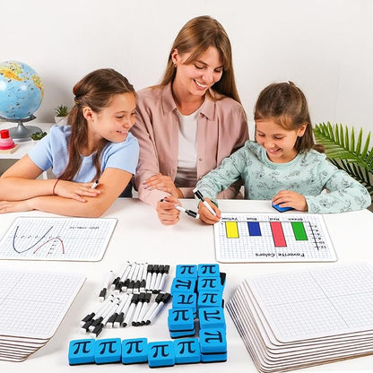 25 Pack Double-Sided Dry Erase Graph Lap Boards - 12''x9'', Class Set of Individual Classroom Whiteboards for Students, XY Axis Graphing Lap Board, Math Teacher Supplies for Classroom - Simply Magic