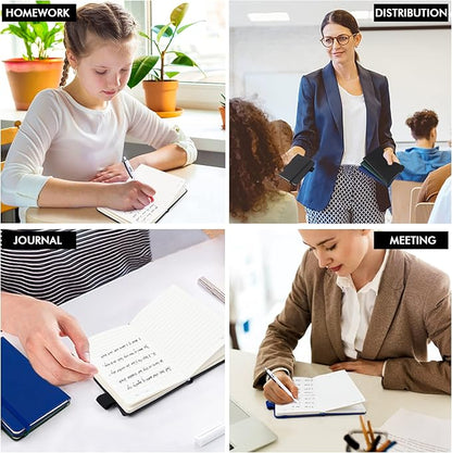 feela 15 Pack Pocket Small Notebooks Bulk, Mini Cute Notepads Hardcover College Ruled Lined Journals with Pen Holder for School Business, with 15 Black Pens, 3.5”x 5.5”, A6, Black Navy Dark Green