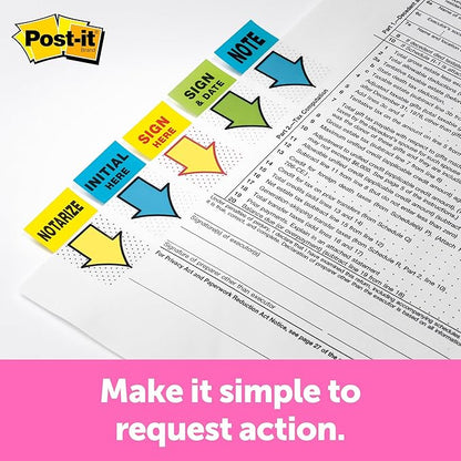 Post-it Initial Here Flags, 50/Dispenser, 2 Dispensers/Pack, 1 in Wide, Blue (680-IH2)