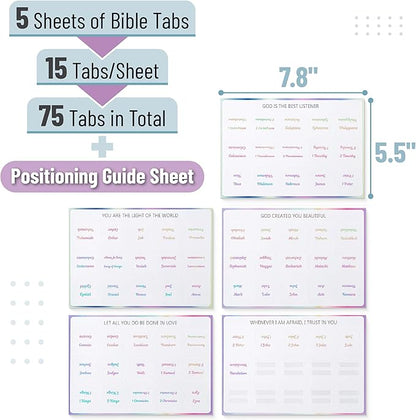 Mr. Pen- Bible Tabs, 75 Tabs, Holographic Laminated Bible Tabs for Women and Men, Bible Tabs for Study Bible, Bible Index Tabs, Bible Book Tabs, Bible Labels Tabs, Mr Pen Bible Tabs