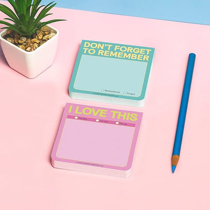 1-Count Knock Knock Don't Forget to Remember Sticky Note Pad, to Do List Notes, 3 x 3-Inches, 100 Sheets Each