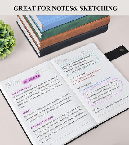 365 Page Thick Lined Journal Notebook for Men Women, A5 Leather Journals for Writing, Hardcover Notebooks for Work, School, Note Taking,Travel, Business,Personal Diary, College Ruled 5.9" x 8.4"
