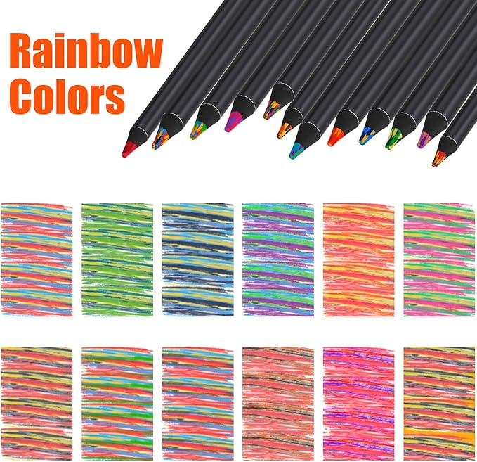 Easter Basket Stuffers for Teens, Easter Basket Essentials 12 Colors Rainbow Pencils, Adults Birthday Party Art Supplies, Christmas Gifts for Boys Girls, Stocking Stuffers for Kids,Pre-sharpened