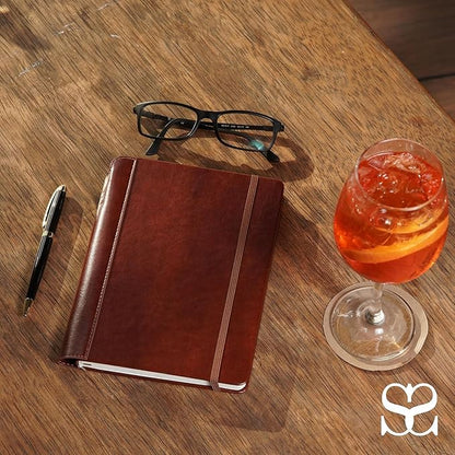 SETTINI® Lined Journal - Classic Journal for Writing Gift Set - Hardcover Vegan Leather, Includes Luxury Pen in a Unique Pen Holder, 192 Pages, 6 x 8.5 inches, Birthday Gifts for Men