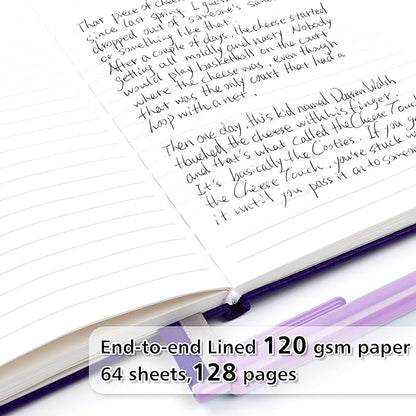 feela 12 Pack Notebooks Journals Bulk, Hardcover Notebook Classic Ruled Journal Set with Pen Holder for School Business Work Travel Writing, with 12 Black Pens, 120 GSM, 5.1”x8.3”, A5, Purple