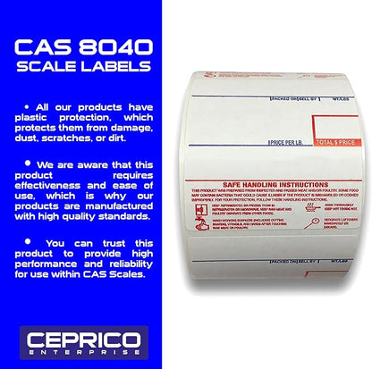CEPRICO - CAS 8040 Scale Labels | 36 Rolls for CAS Scales | CAS lst-8040 Printing Scale Label | Quality for CAS Digital Scale | UPC Safe Handling | CAS lp 1000 | 500 Labels for Scales | Try It