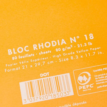 Rhodia Wirebound Notepad, A4, Dot - Orange