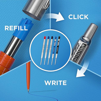 Parker Jotter Ballpoint Pen, Stainless Steel with Chrome Trim, Medium Point Blue Ink, Ideal Office Supplies, Gift Box