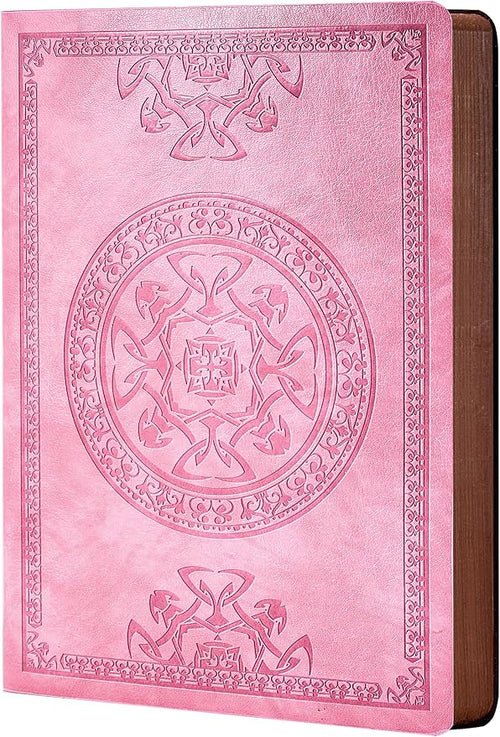 CAGIE Lined Journal for Men Soft Cover Notebook Leather Journals for Writing, 180 Lay Flat Vintage Mens Journal Personal Diary, 5.7'' X 8.3'', Pink