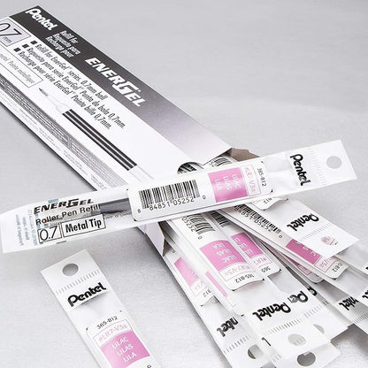 Pentel Refill Ink - For EnerGel Gel Pen, 0.7mm Metal Tip, Medium, Lilac Ink, 12 Pack (LR7-V3)