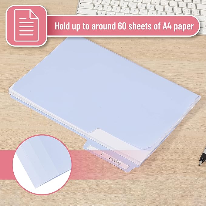 Mr. Pen- Pastel Poly File Folders, 1/3 Cut Tab, 6 Pack, Letter Size, Colored Letter Office Supplies File Folders