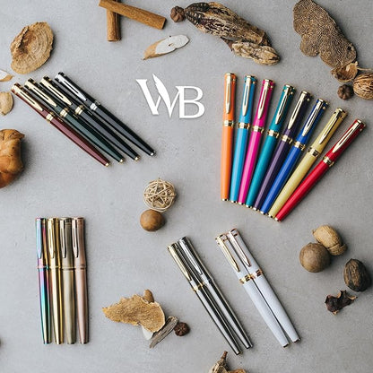 Wordsworth & Black Fountain Pen Set, Medium Nib, Includes 24 Ink Cartridges and Ink Refill Converter, Gift Case, Journaling, Calligraphy, Smooth Writing Pens [Hot Pink], Perfect for Men and Women