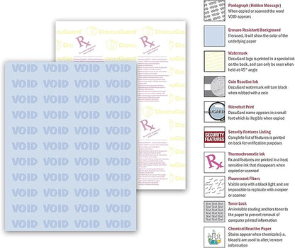 DocuGard Premier Medical Security Paper for Printing Prescriptions and Preventing Fraud, CMS Approved, 10 Security Features, Laser and Inkjet Safe, Blue, 8.5 x 11, 24 lb., 2500 Sheets (04543C)