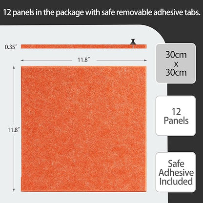 Large Felt Bulletin Board(48" x 36"),Cork Board Alternative,12 Pack Felt Wall Tiles with Safe Removable Adhesive Tabs,Notice Pin Board/Message Board/Vision Board for Office, School & Home