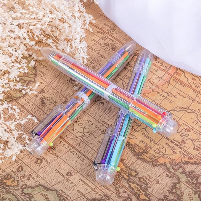 favide 6 Pack 0.5mm 6-in-1 Multicolor Ballpoint Pen,6-Color Retractable Ballpoint Pens for Office School Supplies Students Children Gift,Kids Party Favors (6)