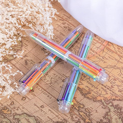 favide 6 Pack 0.5mm 6-in-1 Multicolor Ballpoint Pen,6-Color Retractable Ballpoint Pens for Office School Supplies Students Children Gift,Kids Party Favors (6)