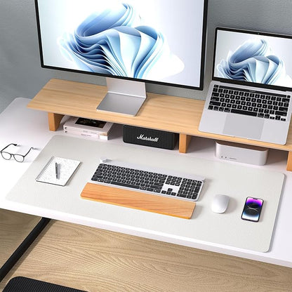Aothia Leather Desk Pad Protector, Mouse Pad, Office Desk Mat, Non-Slip PU Leather Desk Blotter, Laptop Desk Pad, Waterproof Desk Writing Pad for Office and Home (36" x 17", Off-White)
