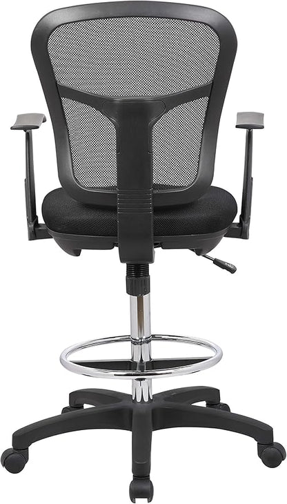 OfficeFactor Drafting Chair Tall Office Chair with Arms Executive Ergonomic Standing Desk Chair with Anti Scratch Wheels and Footrest
