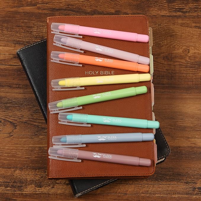 Mr. Pen- Gel Highlighters, 8 Pack Assorted Colors, No Bleed, Bible Markers