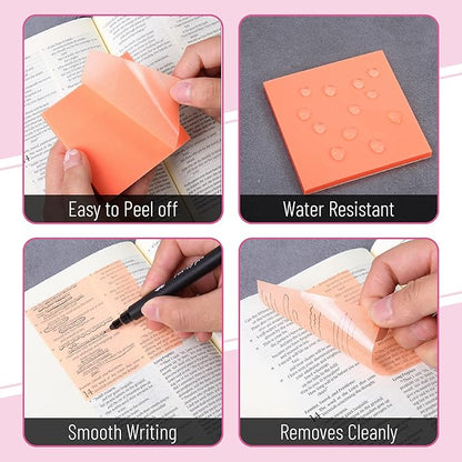 Mr. Pen- Plastic Sticky Notes, 3”x3”, 12 Pads, 600 Sheets, Vivid Palette Sticky Notes, Sticky Note, Self-Stick Note Pads, Sticky Pads Sticky Notes Aesthetic, Colorful Sticky Notes Bulk Sticky Notes