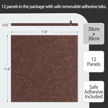 Large Felt Bulletin Board(48" x 36"),Cork Board Alternative,12 Pack Felt Wall Tiles with Safe Removable Adhesive Tabs,Notice Pin Board/Message Board/Vision Board for Office, School & Home