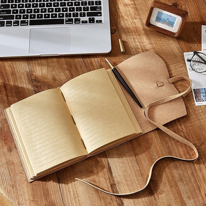 Leather Journal Notebook, A5 Size Diary 6x8.1 Inches, Genuine Leather Journals for Writing, Vintage Style, Ideal for Men and Women, Brown