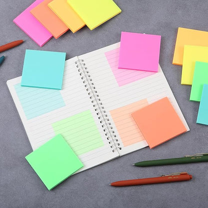 Mr. Pen- Plastic Sticky Notes, 3”x3”, 12 Pads, 600 Sheets, Vivid Palette Sticky Notes, Sticky Note, Self-Stick Note Pads, Sticky Pads Sticky Notes Aesthetic, Colorful Sticky Notes Bulk Sticky Notes