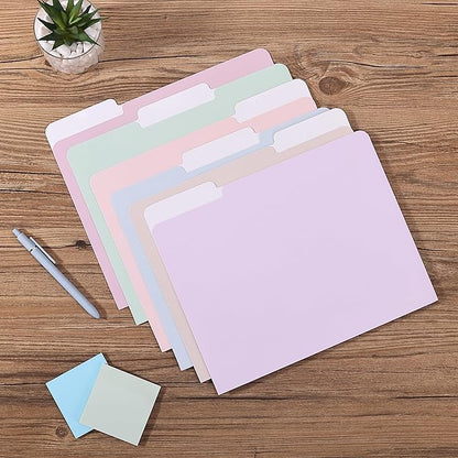 Mr. Pen File Folders, 18 Pack, Morandi Colors, 1/3-Cut Tab, Letter Size, Durable Paper Folders, Office Supplies