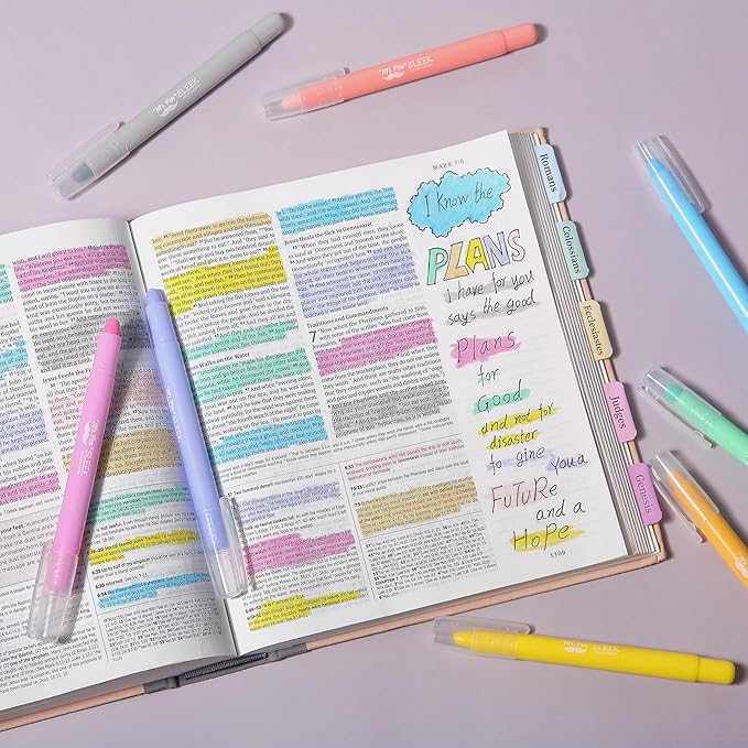 Mr. Pen- Gel Highlighter, 8 Pack, Friendly Colors, Bible Highlighters No Bleed, No Bleed Highlighters, Bible Highlighter, Bible Markers, Gel Highlighters for Bibles, Highlighter