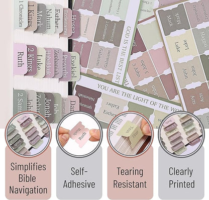 Mr. Pen- Bible Tabs, 75 Tabs, Laminated Bible Tabs for Women and Men, Bible Tabs for Study Bible, Bible Index Tabs, Bible Book Tabs, Bible Labels Tabs, Mr Pen Bible Tabs